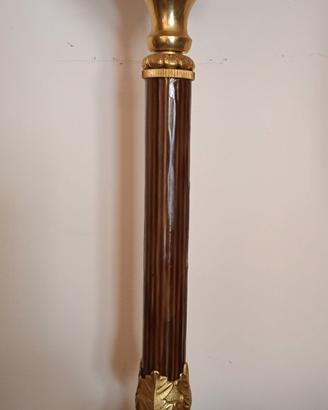 Candeliere vintage in bronzo dorato e porcellana