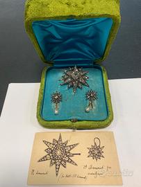 Spilla e orecchini epoca tardo-Vittoriana 1890