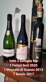 LOTTO VINI TOP FERRARI MOSCATO DI SCANZO RO BAROLO