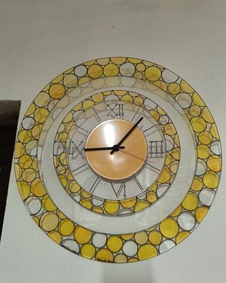 orologio in vetro da parete dipinto a mano