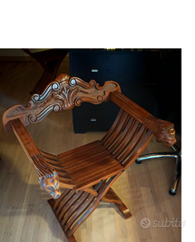 SEDIA SAVONAROLA POLTRONCINA TESTA LEONE