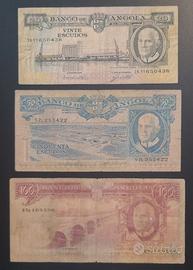 LOTTO BANCONOTE ANGOLA 20-50-100 ESCUDOS DEL 1962