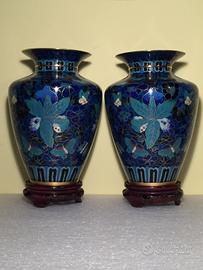 Coppia di Vasi vintage in Cloisonnè Cinese
