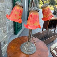 Lampada Gallé da tavolo base in ferro