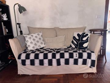 Divano 2/3 posti beige sfoderabile stile shabby