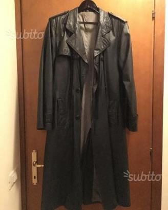 Spolverino pelle vintage cappotto lungo doppio pet