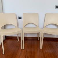 3 sedie da soggiorno beige