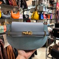 Borsa a soalla in pelle di vitello e suede