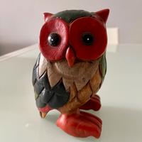 Gufo colorate di legno