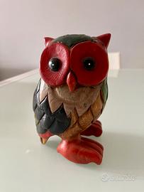 Gufo colorate di legno