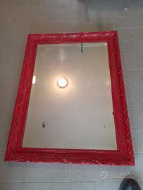 Specchio Vintage Barocco – Rosso Laccato "Pop Art"