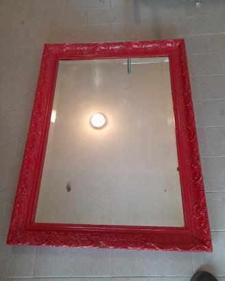 Specchio Vintage Barocco – Rosso Laccato "Pop Art"