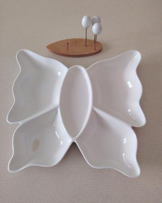 Antipastiera in porcellana a forma di farfalla 
