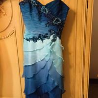 Vestito elegante sfumato blu/turchese