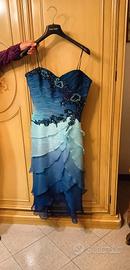 Vestito elegante sfumato blu/turchese
