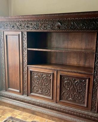 Libreria Rinascimento in Legno Massello noce