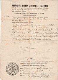 Documento ecclesiastico ufficiale del 1865