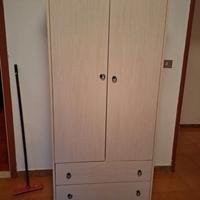 Armadio in MDF avorio con 2 cassetti