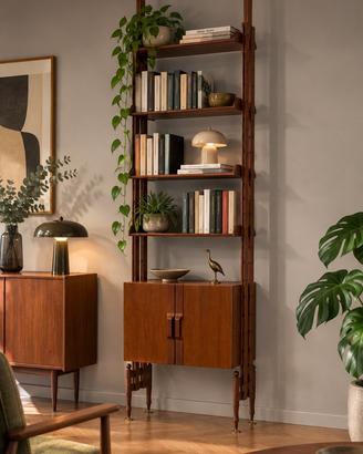Libreria terra cielo anni '60, in teak