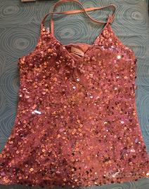 CANOTTA PINKO ROSA CIPRIA CON PAILLETTES
