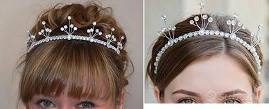 headband per capelli, stile tiara\ perle Swarovski