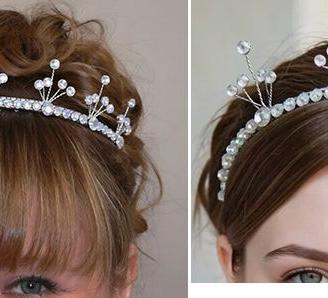 headband per capelli, stile tiara\ perle Swarovski