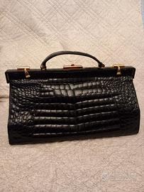 bauletto pelle nero vintage