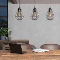 Lampadario Industriale Nero a 3 Luci Gabbie Eglo