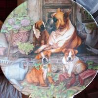 Piatto da parete Diam. 25 cm " Famiglia Boxer "