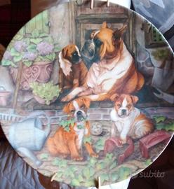 Piatto da parete Diam. 25 cm " Famiglia Boxer "