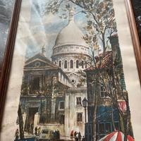 Quadro vintage "Place du Tertre Parigi" con cornic