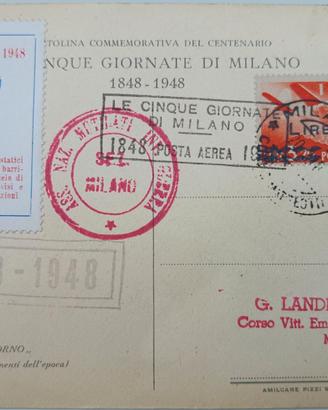 cartolina centenario delle 5 giornate