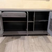 Tallin madia 4 ante legno scuro e pietra naturale