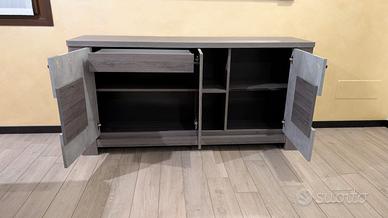 Tallin madia 4 ante legno scuro e pietra naturale