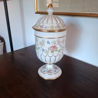 Vaso in Ceramica con Coperchio Dipinto e Smaltato 