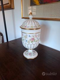 Vaso in Ceramica con Coperchio Dipinto e Smaltato 