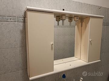 Pensile bagno con specchio e contenitori 100x65 cm