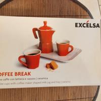 tazzine caffè con lattiera e vassoio 