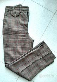 Pantaloni check colori marrone, nero e rosso