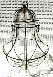 lampadario murano gabbia ferro vetro soffiato