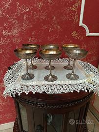 Servizio 6 coppe champagne vintage metallo 