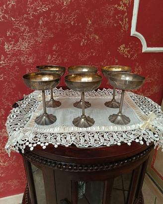 Servizio 6 coppe champagne vintage metallo 
