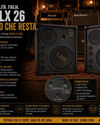 Coppia casse passive LEM LX 26 250W Made in Italy