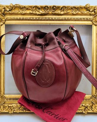 CARTIER SECCHIELLO BOMBATO PELLE BORDEAUX