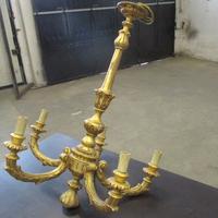 Lampadario in legno dorato anni 60