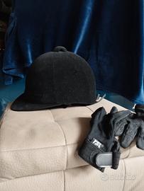 Casco da equitazione + guanti