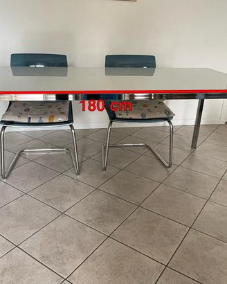 Tavolo Acciaio e Vetro con 4 Sedie