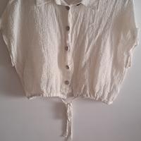 Camicia beige bianco righine