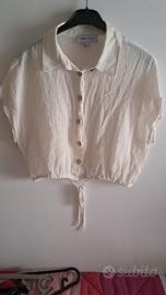 Camicia beige bianco righine