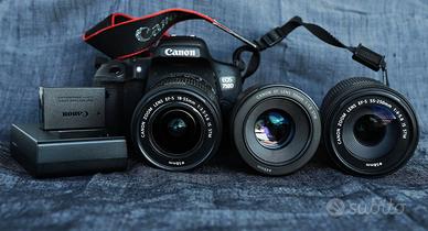 Canon EOS 750D + 3 obiettivi (18-55 + 55-250 + 50m